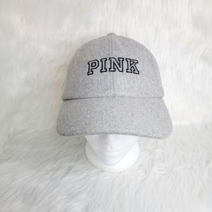 PINK Victoria's Secret gray wool flannel baseball hat limited edition.